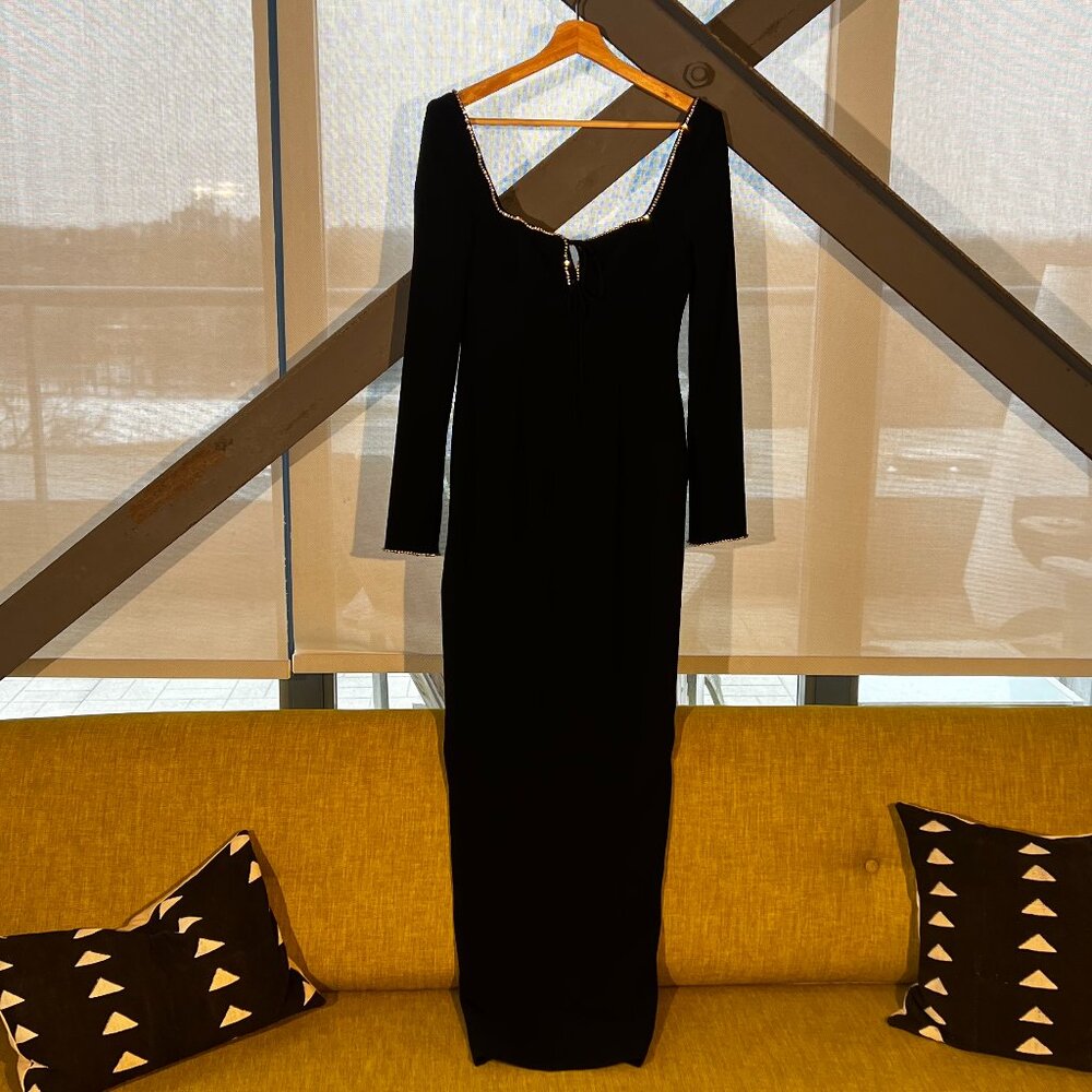 House of CB | ROSA | Black Crystal Embellished Maxi Dress | XS